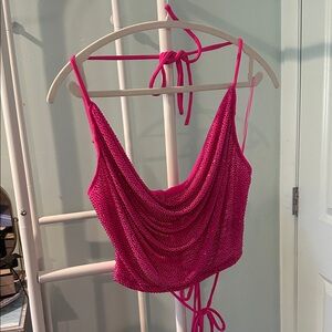AKIRA Hot Pink Sequin Cami Top